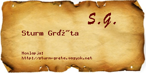 Sturm Gréta névjegykártya